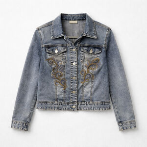 0237 ***Y2K*** Grunge*** Premium Chicos Blue Jean Jacket with embroidery.